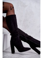 Klasické semišové boty na podpatku Černá Tressa