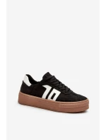 Dámské kožené tenisky na platformě černé Zazoo N1095S2