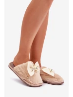 Dámské Pantofle S Kožešinou A Mašlí Béžové Olfedi