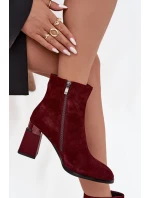 Dámské kotníkové boty z přírodní semišové kůže na podpatku vyhřívané D&A CR52-718 bordó Dámské kotníkové boty z přírodní semišové kůže na podpatku vyhřívané D&A CR52-718 bordó