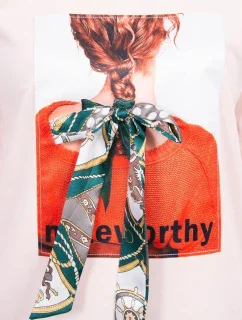 3D grafická halenka Noteworthy pudrově růžová