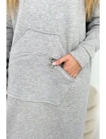 Zateplené šaty s kapucí šedý