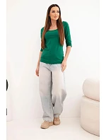 Halenka s kulatým výstřihem tmavě zelená Halenka s kulatým výstřihem tmavě zelená