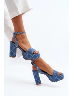 Džínové sandály na podpatku modré Acrana