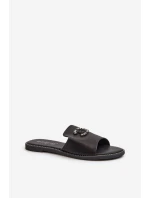 Elegantní Dámské Lesklé Žabky S Ozdobou S.Barski KV27-050 Černé