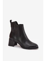 Dámské kožené kotníkové boty na podpatku vyhřívané černé Nolivra