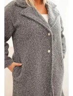 Dámský kabát Plus Size s vlnou a velkým límcem šedý Dámský kabát Plus Size s vlnou a velkým límcem šedý