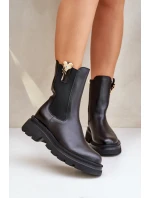 Kožené botky Chelsea s ozdobou CheBello 4537 Černé