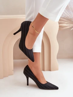 Dámské Látkové Lodičky s Pruhy Černé Tifidra