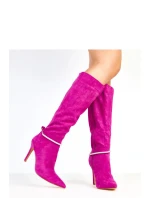 Dámské vysoké kozačky na podpatku AX-125 Fuchsie - COMER