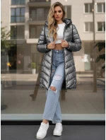 Dámská zimní dlouhá prošívaná stříbrná bunda FashionStreet TY5503