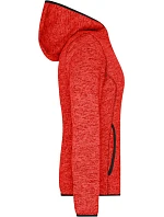 Daiber JN 588 Dámská pletená fleecová bunda s kapucí 02.0588 red melange/black Daiber JN 588 Dámská pletená fleecová bunda s kapucí 02.0588 red melange/black