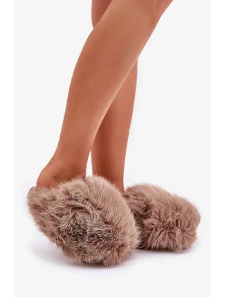 Futrzane Dámské Pantofle Tmavě béžové Wladisa