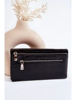 Dámská velká kožená peněženka s zipem Černá Shiness