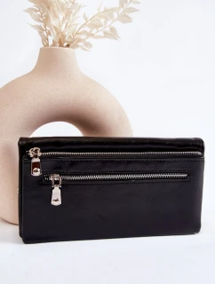 Dámská velká kožená peněženka s zipem Černá Shiness