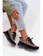 Semišové zateplené dámské tenisky na platformě Vinceza 66836 Panterka Černé