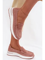 Růžové dámské semišové mokasiny Pevina