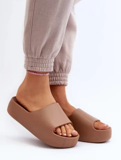 Dámské pantofle se silnou podrážkou, hnědé Oreithano