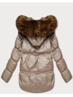 Béžová dámská bunda typu bublina s kapucí S'West (B8280-12)