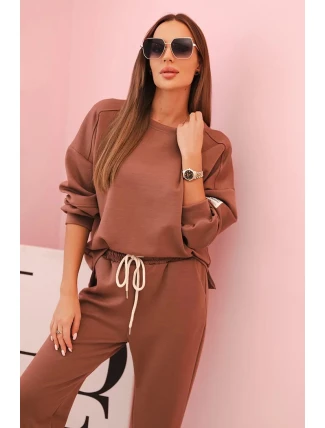 Komplet mikina + kalhoty máslově hnědá