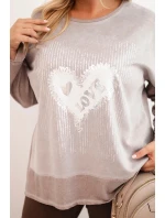 Dámská mikina Plus Size bavlněná s potiskem srdce a šňůrkami fango Dámská mikina Plus Size bavlněná s potiskem srdce a šňůrkami fango