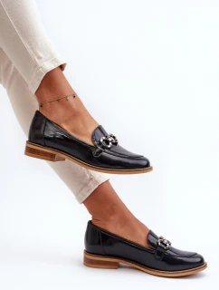 Kožené dámské lakované mokasíny Laura Messi 2760 modré