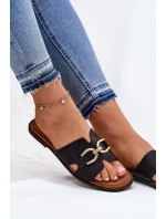 Dámské Ploché Pantofle S Dekorativním Detalem Černé Amiresna Dámské Ploché Pantofle S Dekorativním Detalem Černé Amiresna