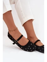 Zdobené dámské baleríny s páskem Černé Olivisse