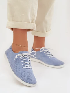 Dámské polobotky z přírodního semiše LR61-7080 Modré