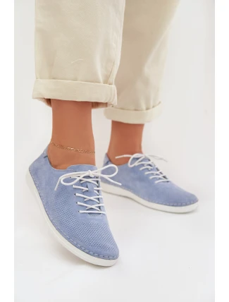 Dámské polobotky z přírodního semiše LR61-7080 Modré