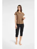 Boutique Pyžamo 40615-88X Karamelová a černá - Henderson Ladies Boutique Pyžamo 40615-88X Karamelová a černá - Henderson Ladies