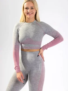 Dámský CropTop s dlouhým rukávem 5.0. růžový melír - Naine