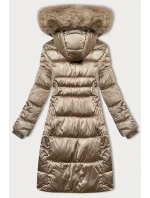 Béžová zimní prošívaná plus size bunda s kapucí S'west (B8267-12)
