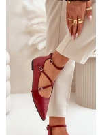 Dámské baleríny se špičatými prsty a křížovými pásky bordové Violra