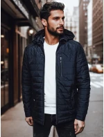 Pánská přechodná prošívaná bunda s kapucí tmavě modrá FashionStreet TX4999