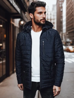 Pánská přechodná prošívaná bunda s kapucí tmavě modrá FashionStreet TX4999