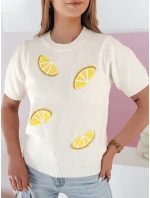 Dámský oversize svetr s citrony Lemon ecru FashionStreet MY2475