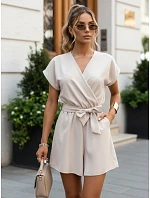 Dámský letní overal s obálkovým výstřihem béžový FashionStreet EY2641