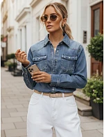 Dámská džínová košile s knoflíky, tmavě modrá, FashionStreet DY0491