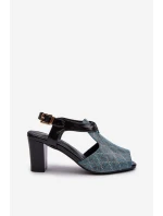 Dámské sandály na podpatku z ekokůže tyrkysově Queenmarie