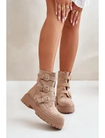 Zateplené dámské boty se sponami béžové Tiaeliana