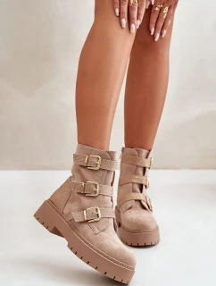 Zateplené dámské boty se sponami béžové Tiaeliana