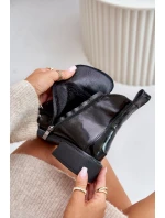 Kožené Lakované Kotníkové Boty S Zateplením Černé Bellani Kožené Lakované Kotníkové Boty S Zateplením Černé Bellani