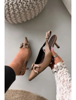 Dámské sandály na podpatku s ozdobným detailem hnědé Brienne