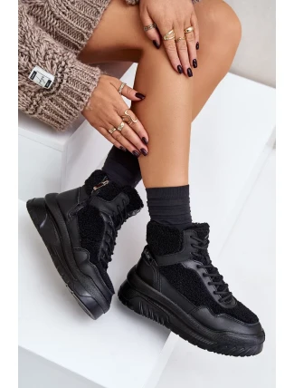 Dámské tenisky na platformě s beránkovým kožíškem Lee Cooper Černé