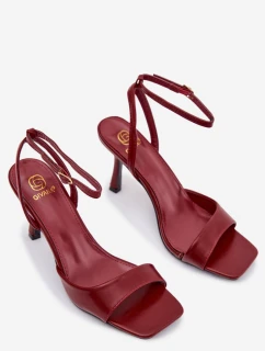 Dámské sandály na jehlovém podpatku z eko kůže - bordó Brisora