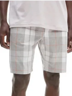 Pánské kraťasy na spaní NM2179E 1MQ - šedá/bílá - Calvin Klein