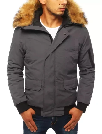 FashionStreet tmavě šedá pánská zimní bunda TX3942