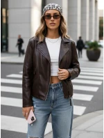 Dámská kožená krátká bunda ramon hnědá FashionStreet TY5628