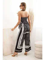 Dámský komplet s širokými nohavicemi a topem černý